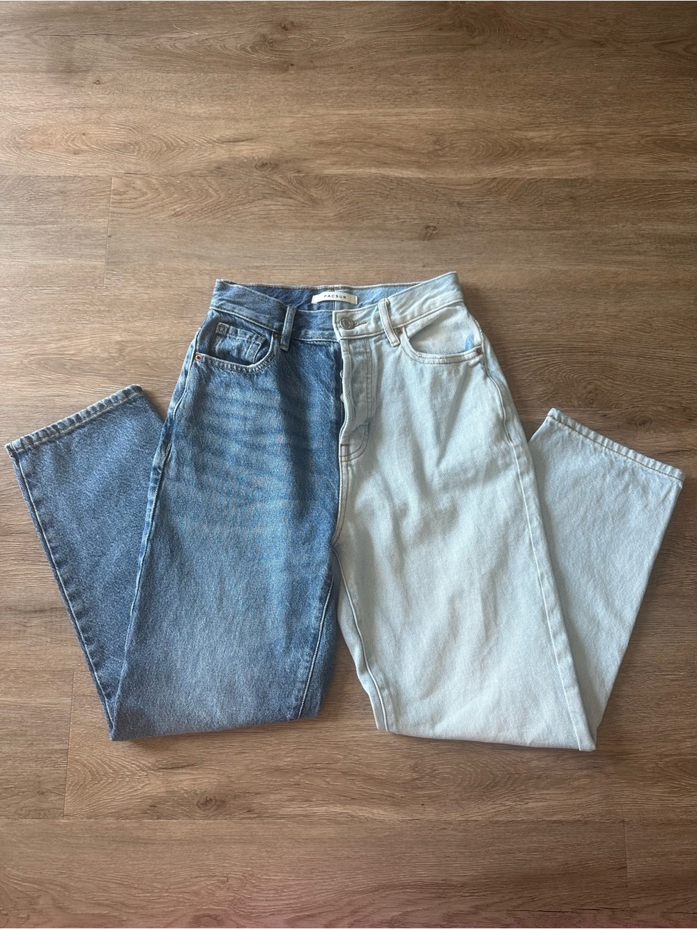 PacSun Two-Tone Blue and Light Blue Straight Leg Jeans